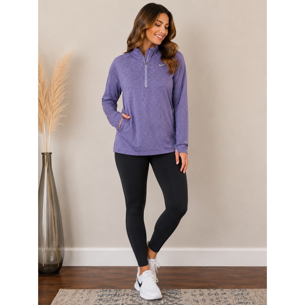 NIKE Dri-FIT Half Zip Running Pullover Womens M Purple Heather Athleisure